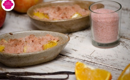 Crumble de Biscuits Roses aux pommes et à l'orange