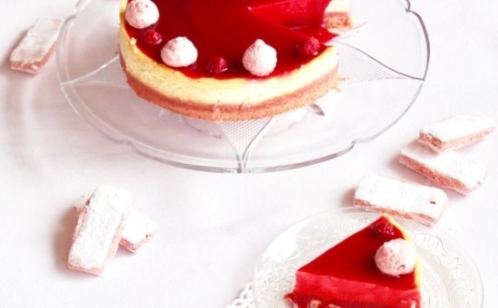 Cheesecake tout rose aux Biscuits Roses