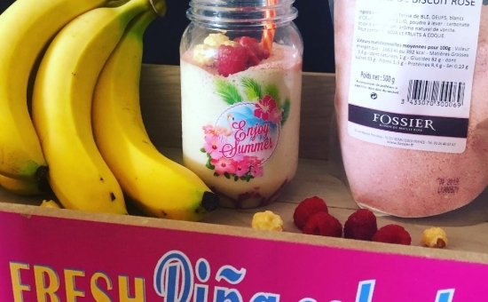 Milkshake vanille / banane / Biscuits Roses