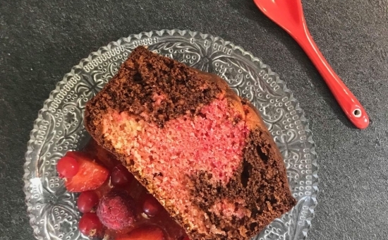 Marbré chocolat et poudre de Biscuits Rose