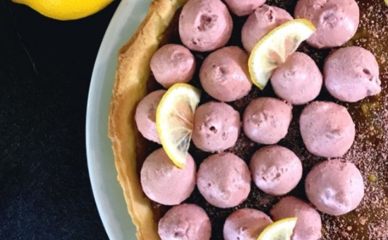 Tarte citron & Macarons framboise