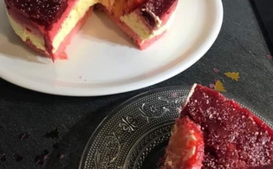 Entremets ananas framboises & Biscuits Roses de Reims