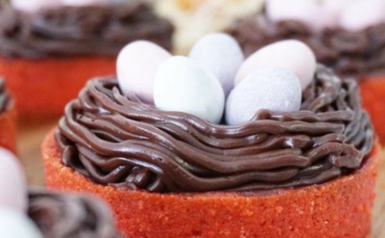 Tartelettes nids de Pâques chocolat / framboise