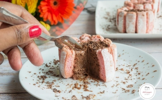 Charlotte à la mousse au chocolat : sans sucre ajouté / Biscuit Rose