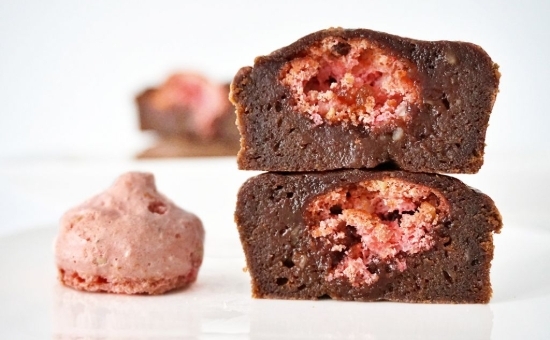 Fondants au chocolat coeur macaron framboise