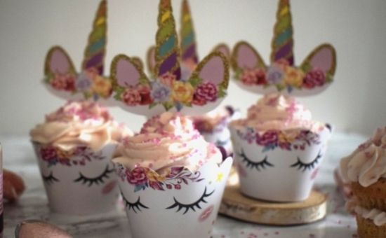 Cupcakes licornes à la pâte à tartiner au Biscuit Rose