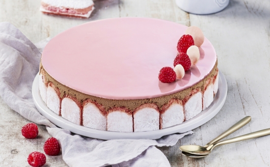 Miroir rose à la framboise et au Biscuit Rose